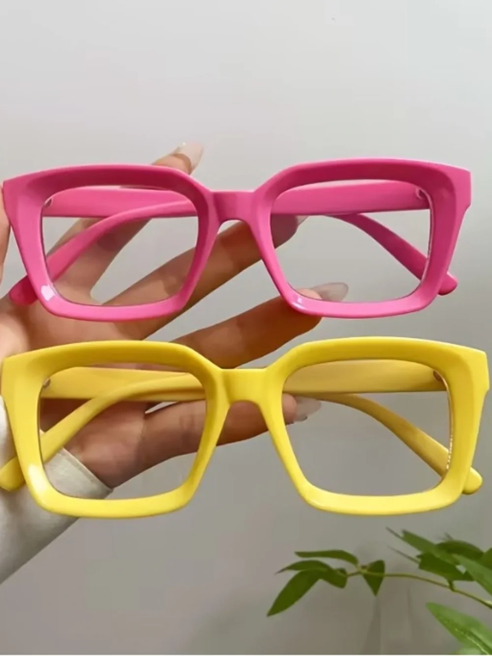Square UV Light Frame Eyeglasses: Black, Yellow, Red, Clear, Pink (Choice of 1)